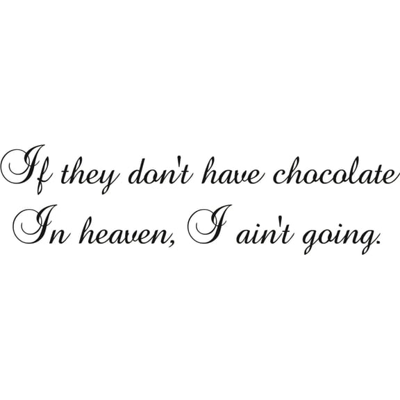 Do It Yourself Wall Decal Sticker They Don't Have Chocolate In Heaven Im Not Going Funny Quote 4x20"