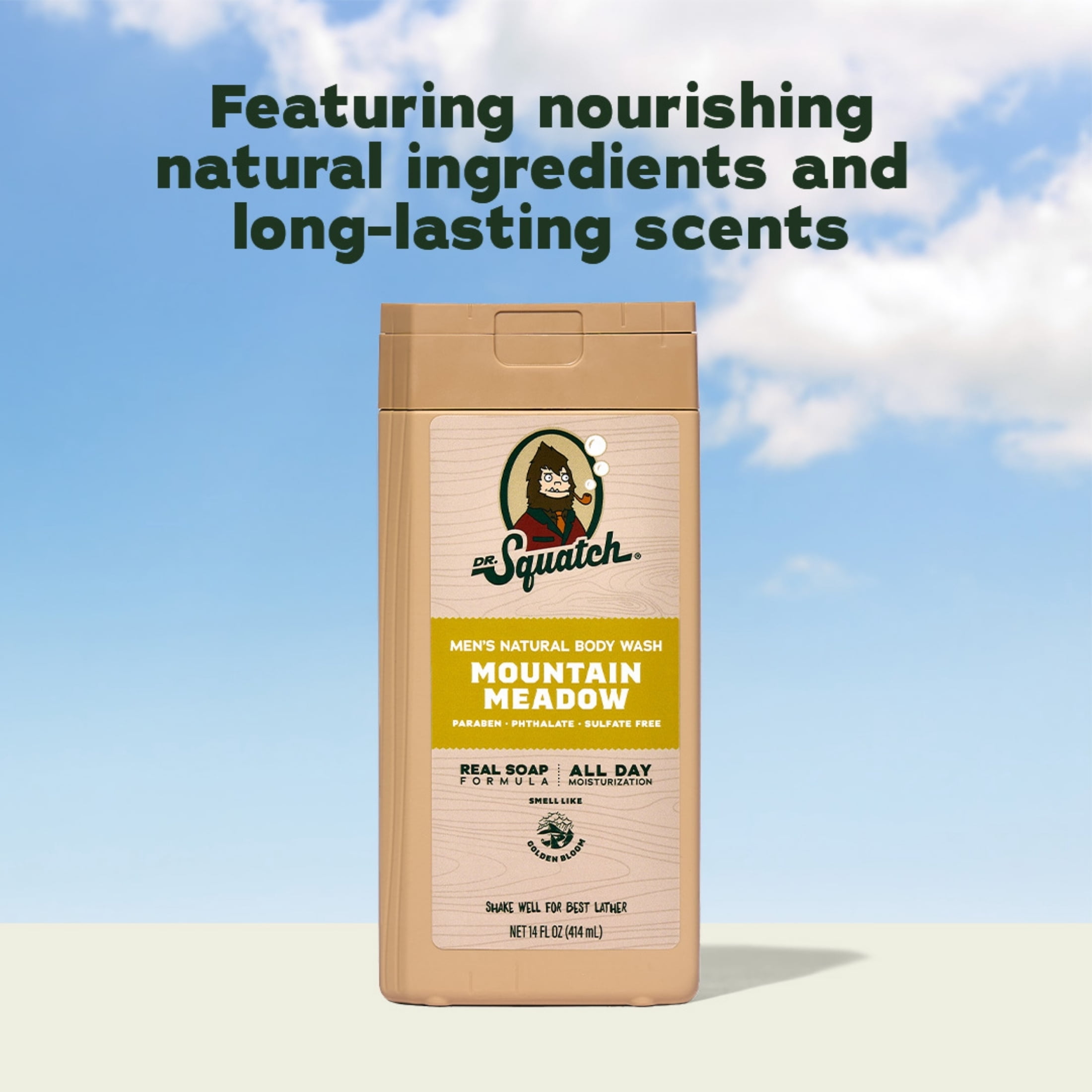 (2 pack) Dr. Squatch Mens Natural Body Wash, Sulfate Free Moisturizing Body Wash for men, Mountain Meadow, 14 fl Oz