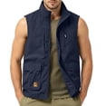thumbnail image 3 of GrmtClth Vest for Men Stand Collar Lightweight Zip Sleeveless Jacket Multi Pockets Casual Daily Commuting Travel Waistcoat Blue 2XL, 3 of 7