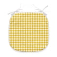 thumbnail image 1 of Yellow and White Dining Chair Pad, Diagonal Checkered Old Fashioned Retro Style Grid Mosaic Pattern, Water Resistant Pillow with Straps for Kitchen Seats, 8 Pieces Set, Yellow and White, by Ambesonne, 1 of 5