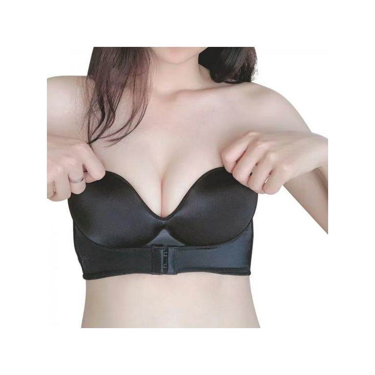 Women's Slightly Lined Lift Support Invisible Seamless Plunge Strapless Bra  