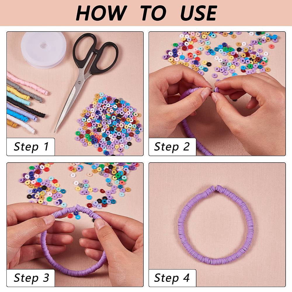1set DIY Bracelets Making Kits Including 30 Strands Handmade Polymer Clay Beads Mixed Color 6x0.5~1mm Hole: 1.8~2mm about 290~400pcs/strand