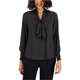 thumbnail image 1 of Anne Klein Womens Smocked Knit Blouse, black, L, 1 of 1