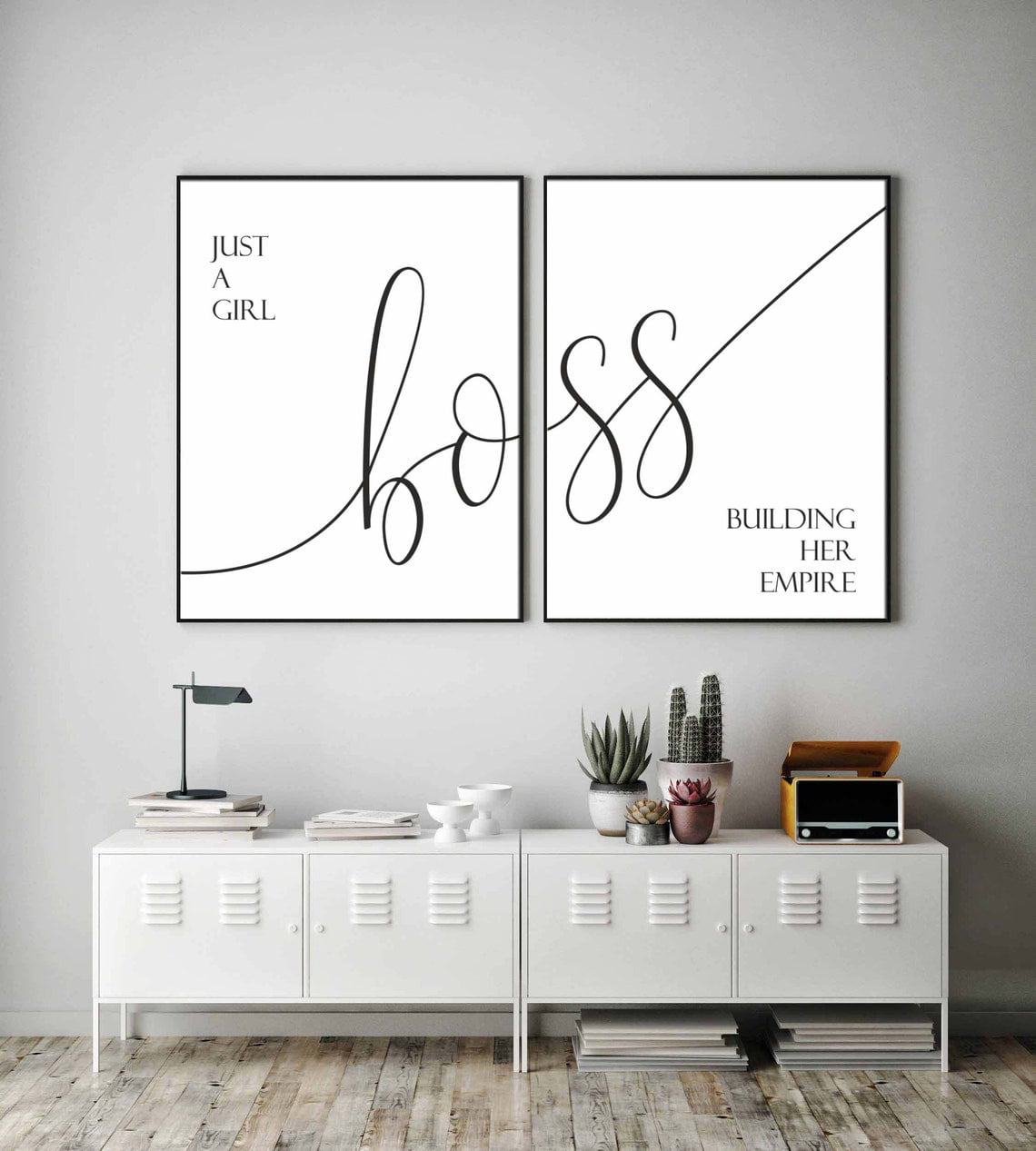 Art Office Gift Girl Boss Lady 2 Unframed Prints Decor Painting Canvas Wall of New Empire Poster for Boss Building For Set A Her Office Just