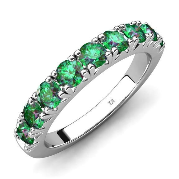 TriJewels 1.08 ctw Created Alexandrite (3.00 mm) 9 Stone Wedding Band in 10K Gold