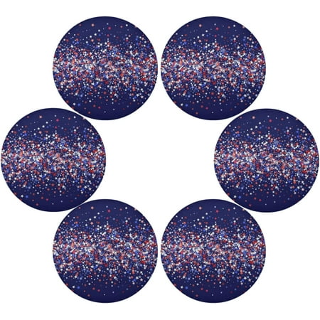 

Coolnut USA Independence Day Round Placemats for Dining Table Non-Slip Heat-Resistant Polyester Table Mats Set of 6 Washable Table Mats for Kitchen Dining Table Decoration (1040)