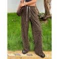 thumbnail image 6 of OYOANGLE Women's Leopard Print Tie Front Loose Pants Casual Trousers Brown S, 6 of 6
