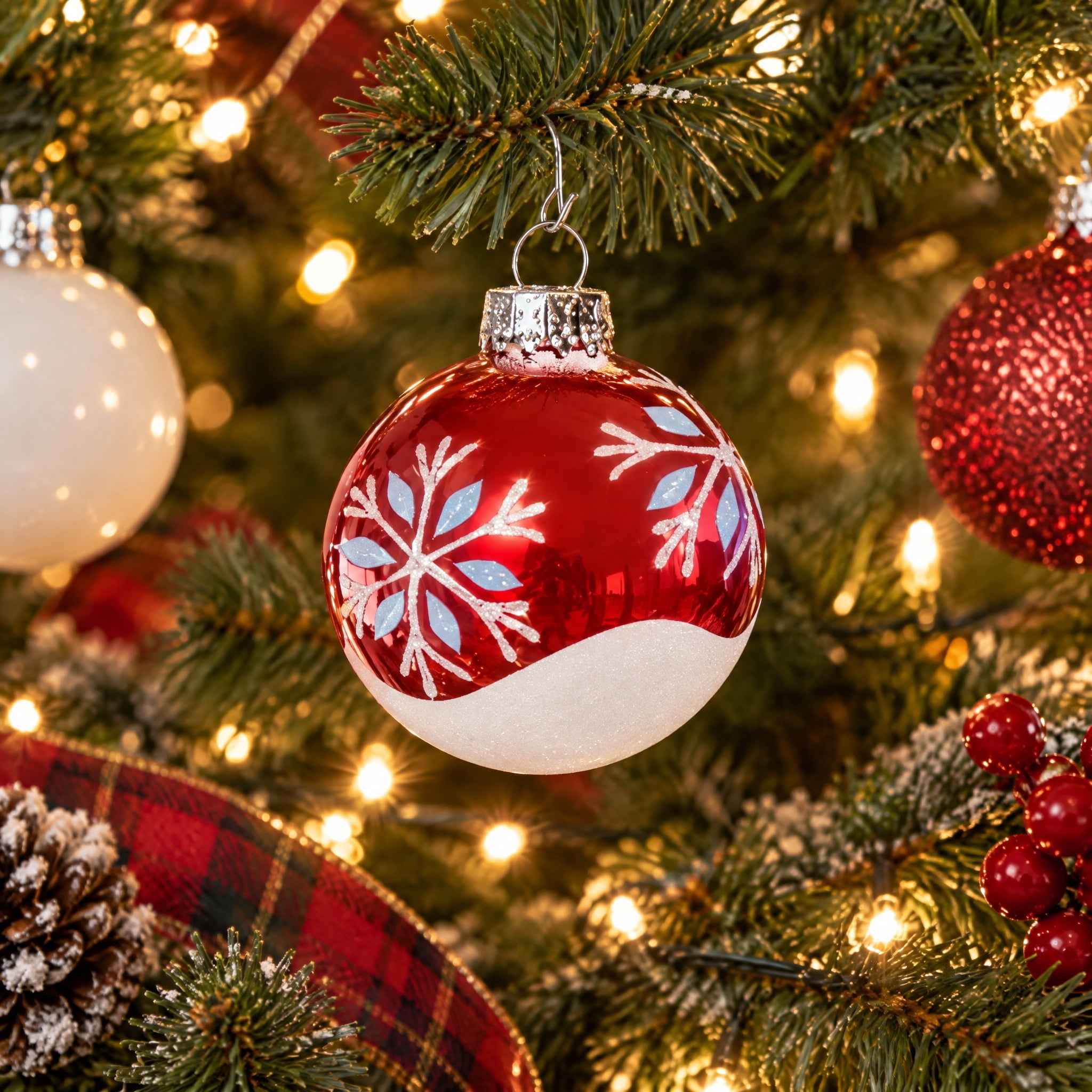 16-Count Red and White Mini Glass Ball Christmas Ornaments, 1", by Holiday Time