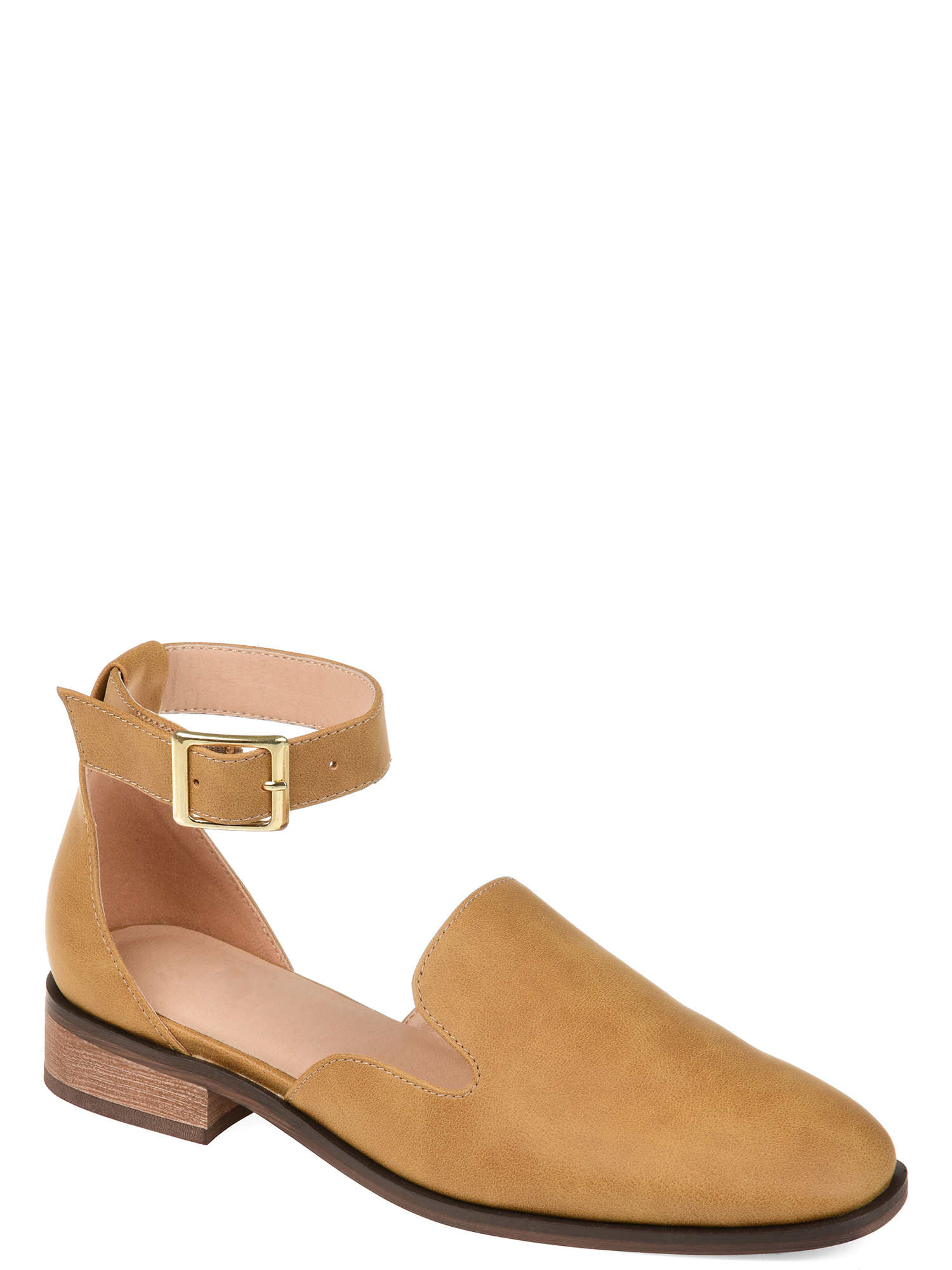 Womens Square Toe Ankle Strap Flat
