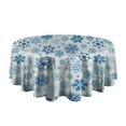 thumbnail image 5 of Blue Christmas Snowflake Pattern Round Tablecloth 60"x60",Wrinkle Wipeable Table Cloth for Kitchen Dining Room Picnic Patio Party, 5 of 6