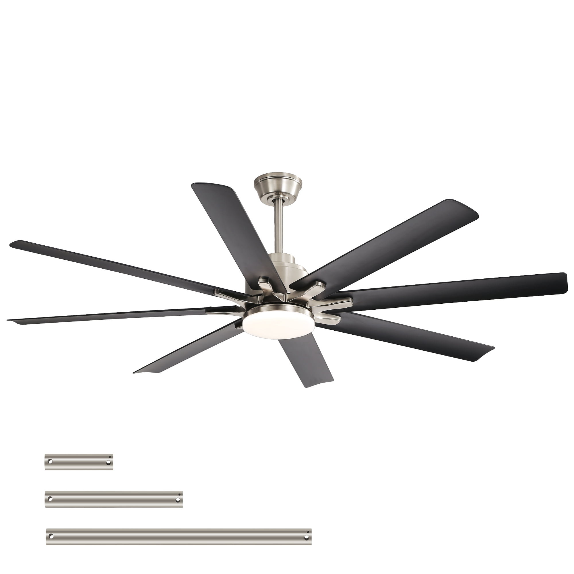 52 Inch Ceiling Fan with Light Kit, 6 Speed DC Motor Ceiling Fan with Remote Control & 8 ABS Blades for Home Living Space, Black Brushed Nickel