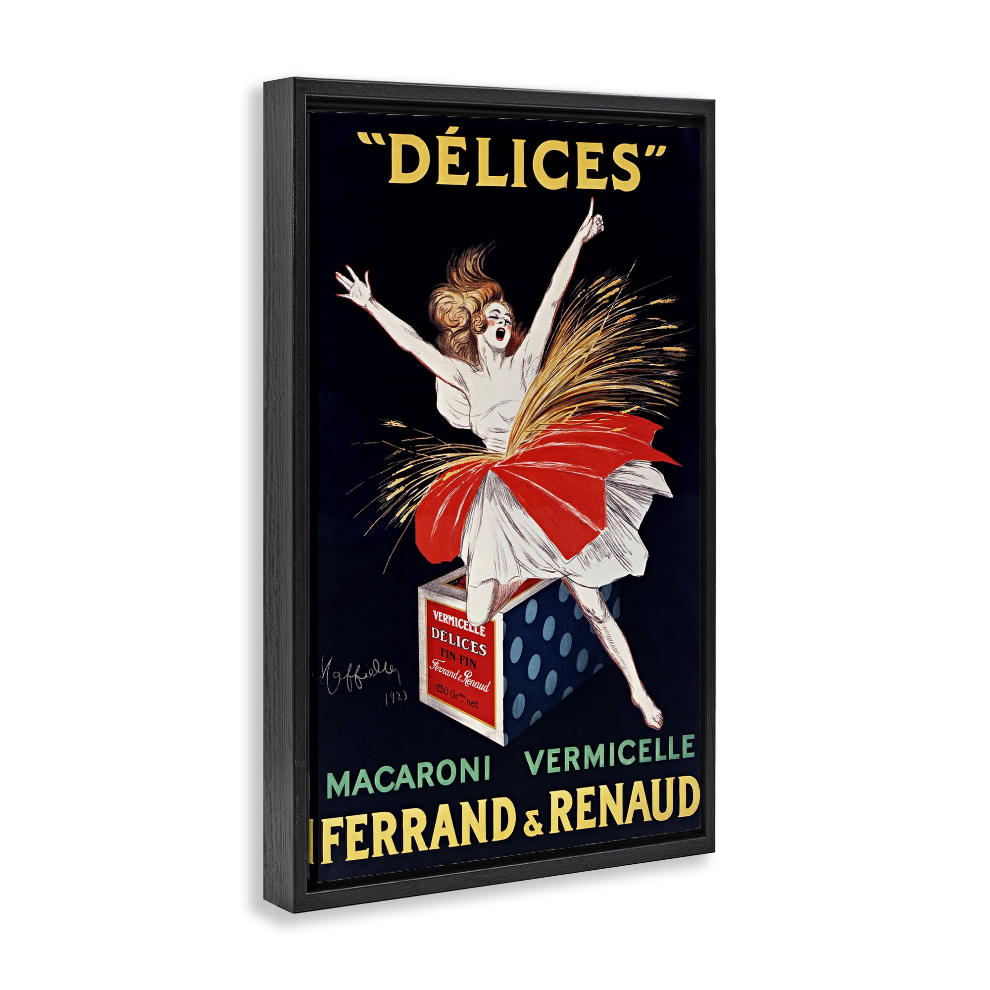 Stupell Industries Vintage Dancer Food Advertisement Black Framed Floater Canvas Wall Art, design by Leonetto Cappiello