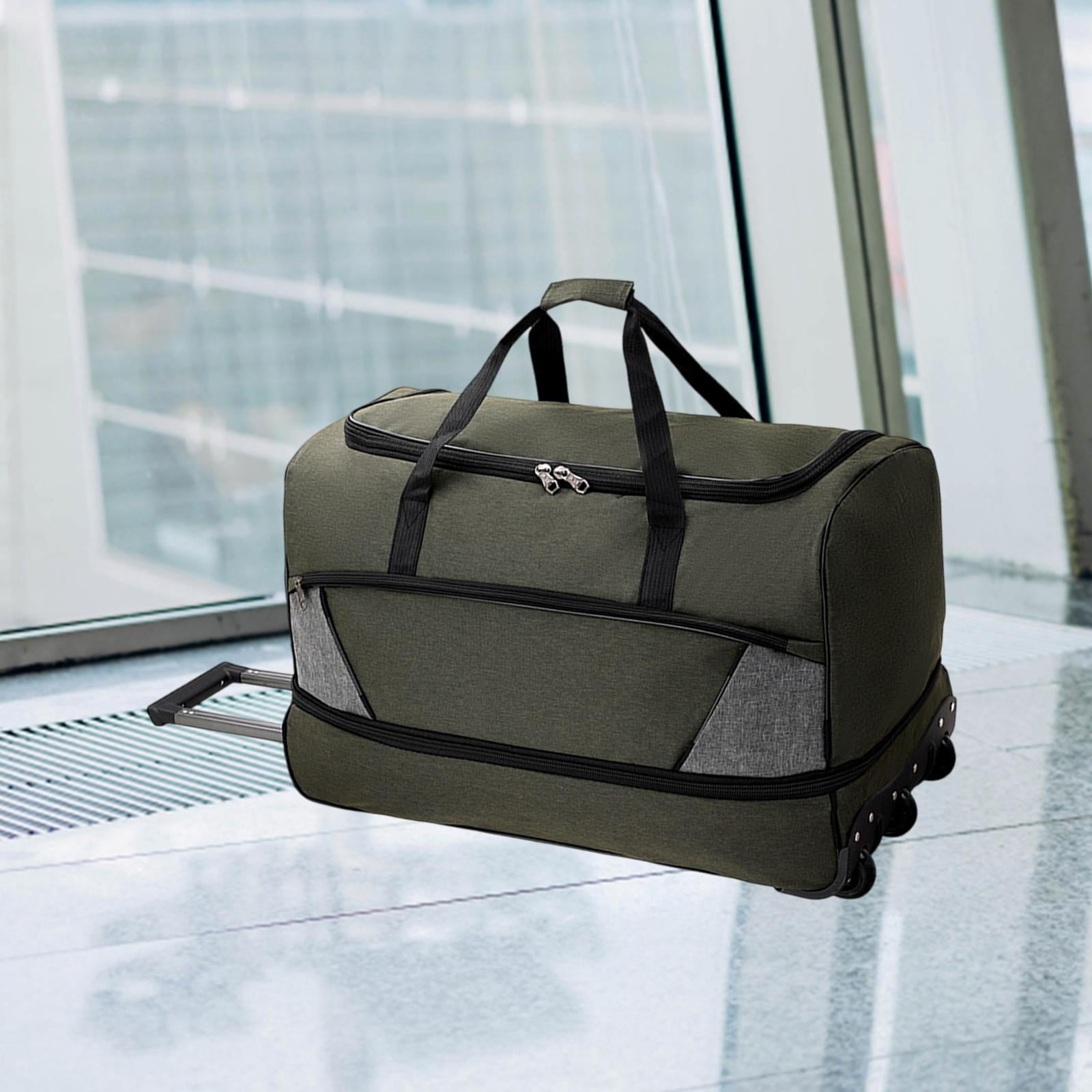 Wzmzjy Travel Duffel Bag with Wheels Portable Multifunctional for Weekend Getaway Green S