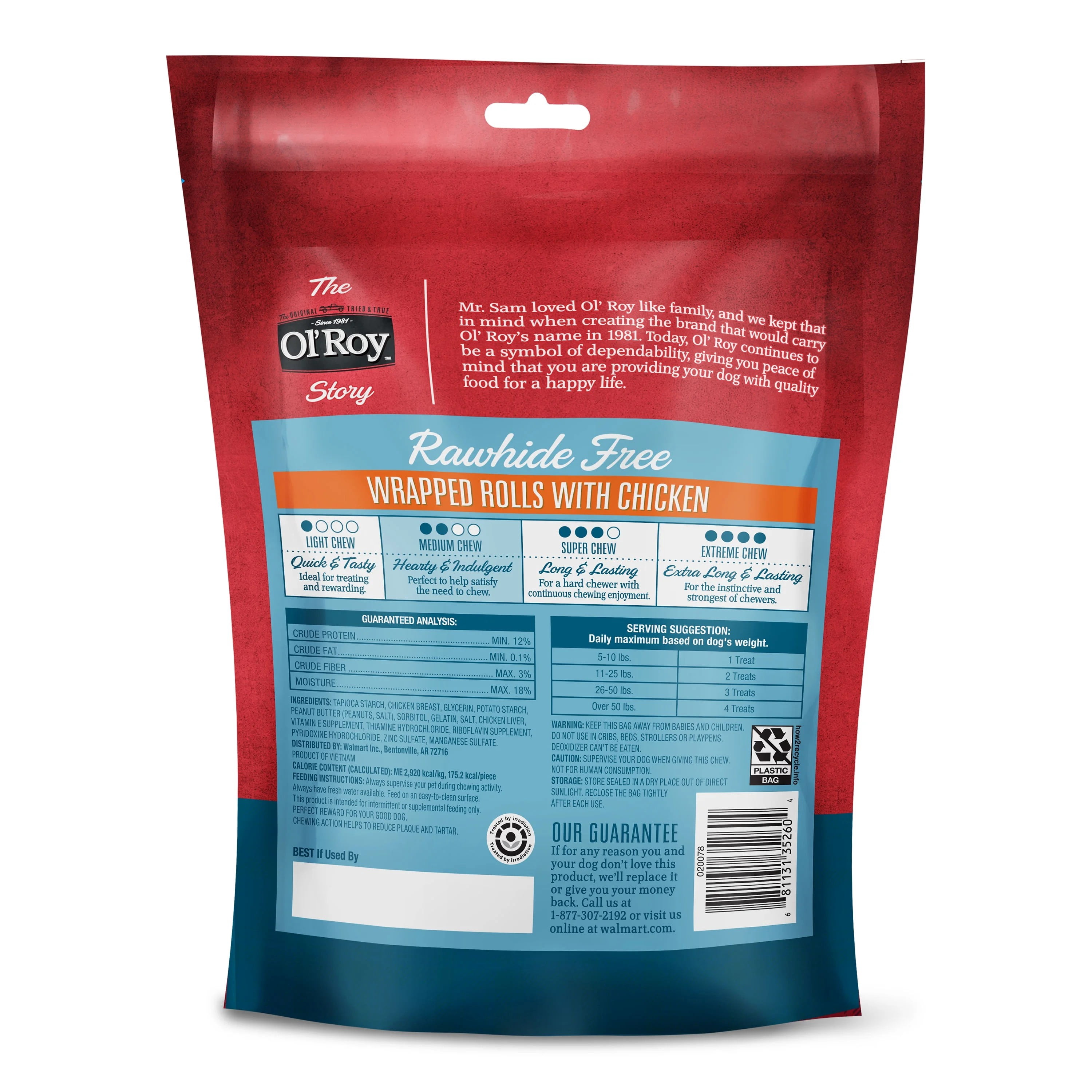 (4 pack) Ol' Roy Chicken & Peanut Butter Flavor Stick Treats for Dogs, 8.47 oz, 4 Count