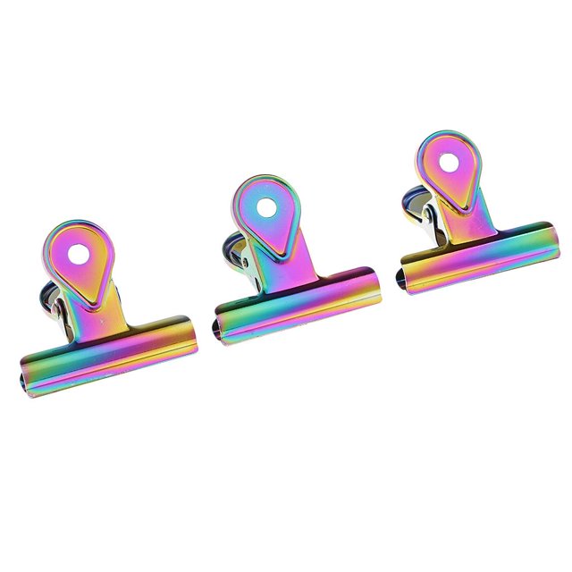 3 Clips Clip de Encuadernación de Papel Presentación de de Oficina - Multicolor, 40 mm 40mm Soledad Clips de Bulldog de metal