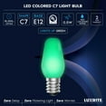 thumbnail image 6 of Luxrite 12-Pack C7 LED Green Replacement Light Bulbs for String Lights 0.5W Colored Bulb Enclosed Fixture Rated UL E12 Indoor Outdoor, 6 of 7