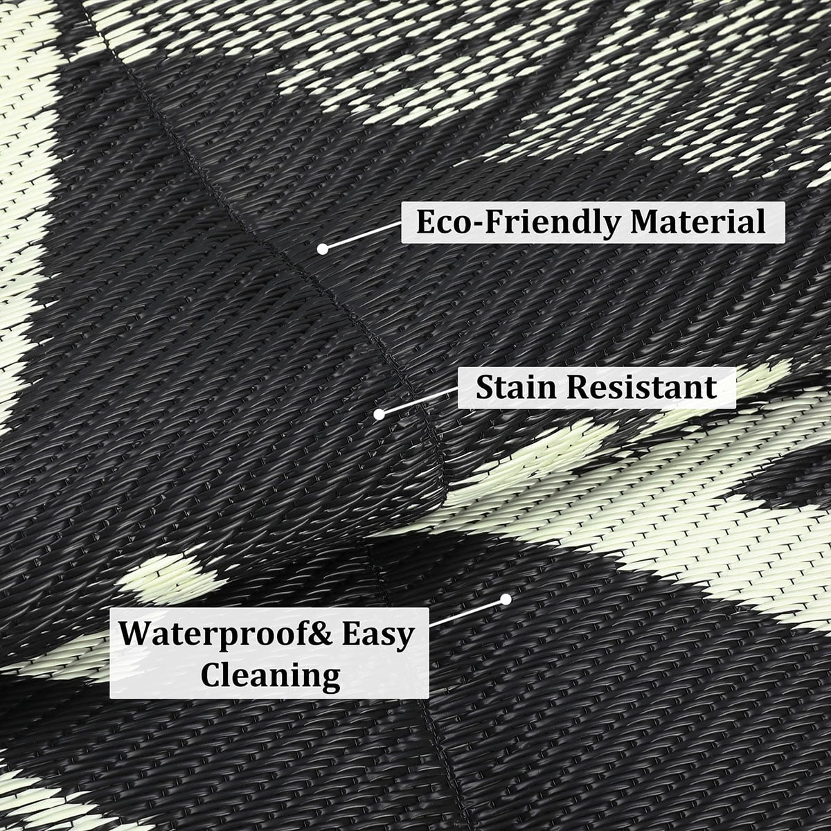 Ataucjin Large Outdoor Rug,8*12ft Waterproof Plastic Straw Rug, Modern Tropics Palm Leaves Camping Rug for Patio, Reversible Mat for Outside Patio RV Porch Deck Balcony