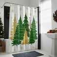 thumbnail image 4 of Christmas Tree Bathroom Shower Curtain Winter Snowflakes Green Gold Tree Stars Waterproof Washable Shower Curtains for Bathtub Bath Decor with Grommets and Hook 54 X 78 Inch, 4 of 8