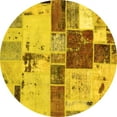 thumbnail image 1 of Ahgly Company Indoor Round Patchwork Yellow Transitional Area Rugs, 4' Round, 1 of 4