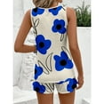 thumbnail image 5 of Women's 2 Piece Set Sleeveless Floral Print Tank Top and Shorts Set Casual Summer Outfit, 5 of 6