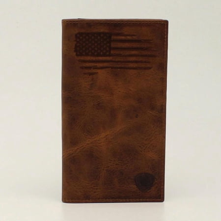 Ariat® Men's Brown USA Flag Leather Rodeo Style Wallet A3545802