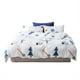 thumbnail image 1 of Juego de cama de algodón puro con estampado de hojas grandes, funda de almohada y funda de edredón (Queen), 1 of 8