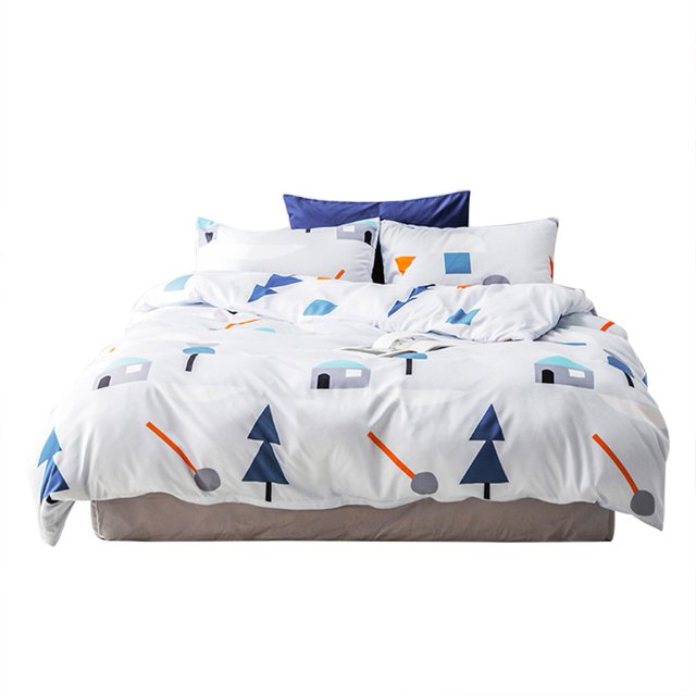 Juego de cama de algodón puro Ormromra Funda de almohada y Funda de edredón Queen