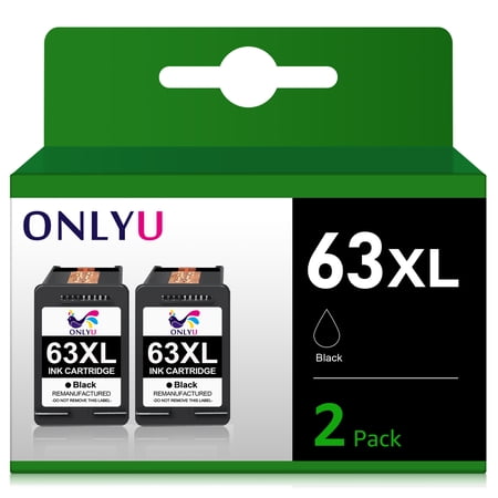 UPC: 0790885558078 | ONLYU 63XL Black Ink Cartridges 63 Black Replacement for HP 63 Ink Combo Pack for Officejet 3830 4650 4652 4655 5200 5252 5255 5258 Envy 4520 4512 Deskjet 1112 2132 3630 3632 Printer (Black  2 Packs)