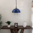 thumbnail image 6 of Blue Stained Glass Pendant Lights Fixture Baroque Style LED Bulb Included for Dining Room  Kitchen 16"W*16"D*75"H, 6 of 7