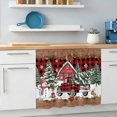 thumbnail image 6 of Red Plaid Christmas Sink Skirt 11"Wx13"L,Dustproof Under Sink Curtain with Self Adhesive Tape,Snowman Truck Xmas Tree Snowflake Cabinet Curtain Cover for Bathroom Vanity,Kitchen Cabinet Storage Shelf, 6 of 9