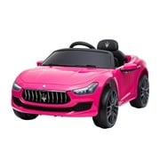 TOBBI Kids Rechargeable Battery Ride On Toy Maserati Car w/Remote, Pink