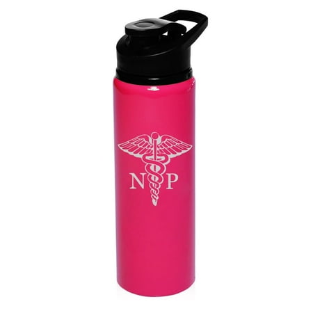 

25 oz Water Bottle Sports Travel Mug Gift NP Nurse Preceptor (Hot Pink)