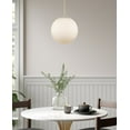 thumbnail image 5 of Kira Home Ceres 14" Mid Century Modern Globe Pendant Light, Minimalist White Frosted Glass Orb Hanging Lamp, Cool Brass, 5 of 7