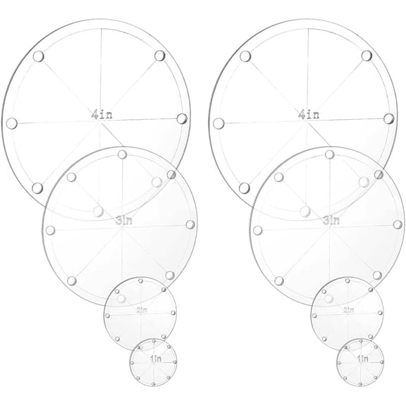 8pcs 4 Sizes Circle Template Sewing Rulers Set, 1/2/3/4inch Diameter Acrylic Quilting Templates Circular Clear Quilting Templates for Use in Quilting, Sewing and Craft Projects