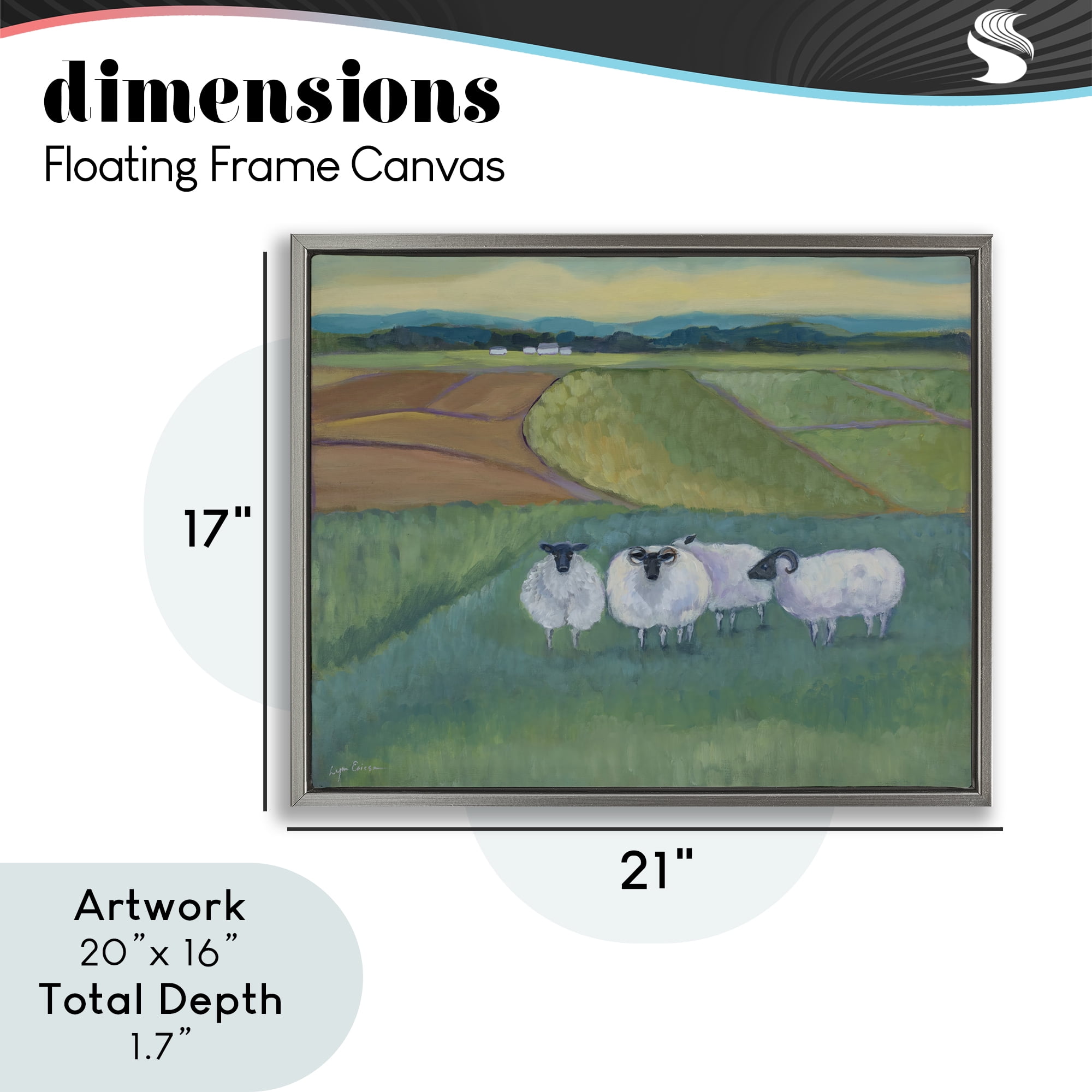 Stupell Industries Sheep Herd Meetup Gray Framed Floater Canvas Wall Art, design by Lynn Ericson Fine Art