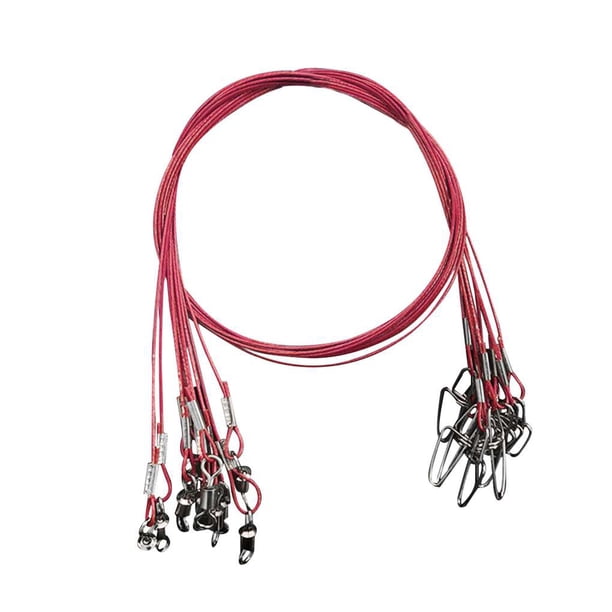 Eigraketly Líderes de pesca de alambre de grueso de 50CM 150Lb con broches giratorios Accesorios de aparejos de línea de acero inoxidable Pescar rojo