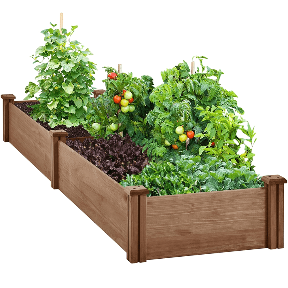 Renwick Wooden Raised Garden Bed Divisible Planter Box,Dark Brown