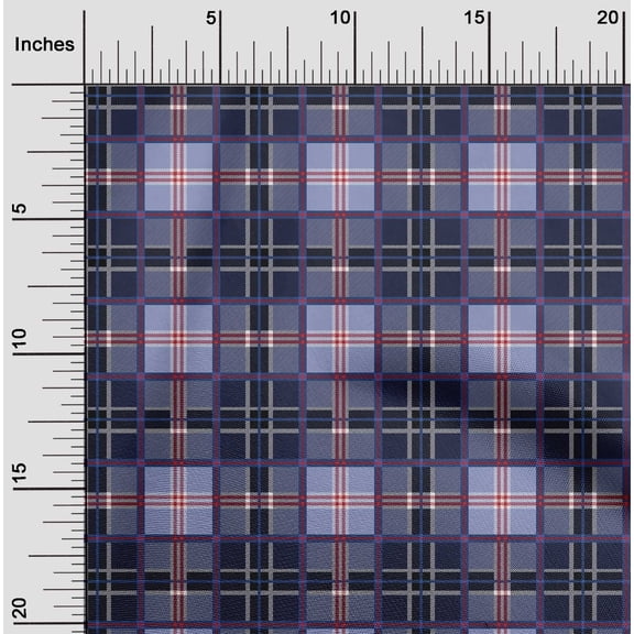 oneOone Georgette Viscose Fabric Tartan Check Printed Fabric 1 Yard 42 Inch Wide
