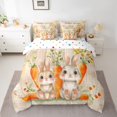 thumbnail image 3 of Feelyou Cute Cartoon Rabbit Twin Bedding Sets 7-Piece for Kid, Kawaii Orange Carrot Bedding Comforter Set, Happy Easter Theme Reversible Sheet Sets, Ultra Soft Bedroom Decor, 3 of 9