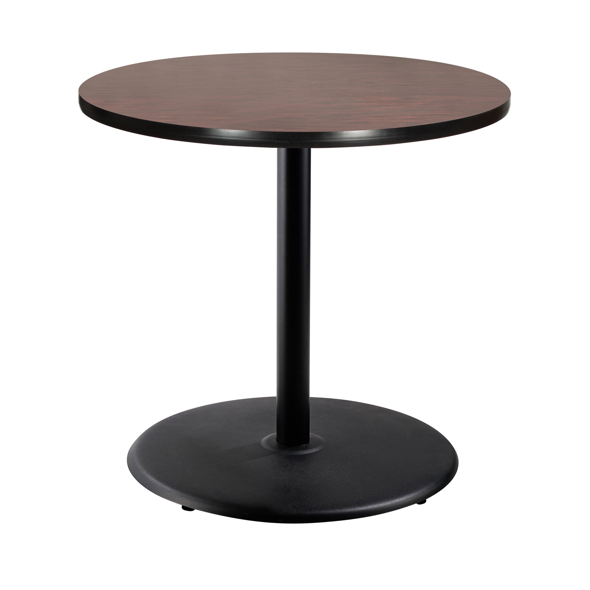 Hampden Furnishings Bennet Collection 36-Inch Round Steel Cafe Table, Black Frame With Mahogany Laminate Top