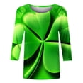 thumbnail image 5 of Staron Soldes de Liquidation T-Shirts de la Saint-Patrick pour Femmes Manches 3/4 Col Rond Tunique Irlandaise Décontractée Douce Mignonne Cœur Vert Basique, 5 of 5
