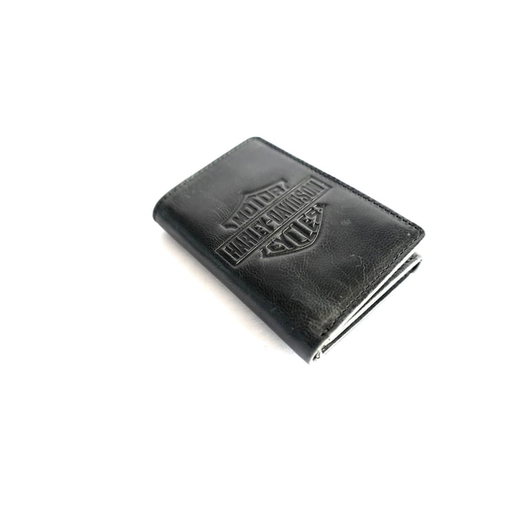 Harley Davidson Tri Fold Genuine Leather Wallet With Clear ID