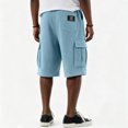 thumbnail image 5 of Dwellite Mens Cargo Shorts Casual Drawstring Elastic Waist Corduroy Summer Beach Shorts with Pockets Light Blue 2XL, 5 of 7