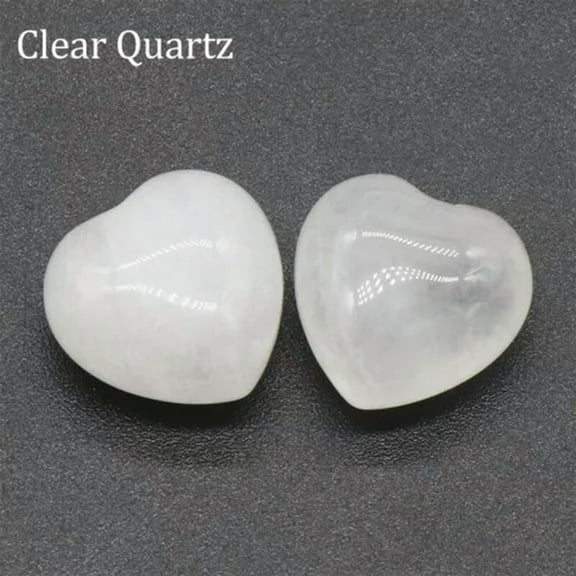 EOEMY 5Pcs Chakra Mini Heart Crystal Pocket Palm Worry Stones Natural Quartz Healing-Clear Quartz-5Pcs (Random)