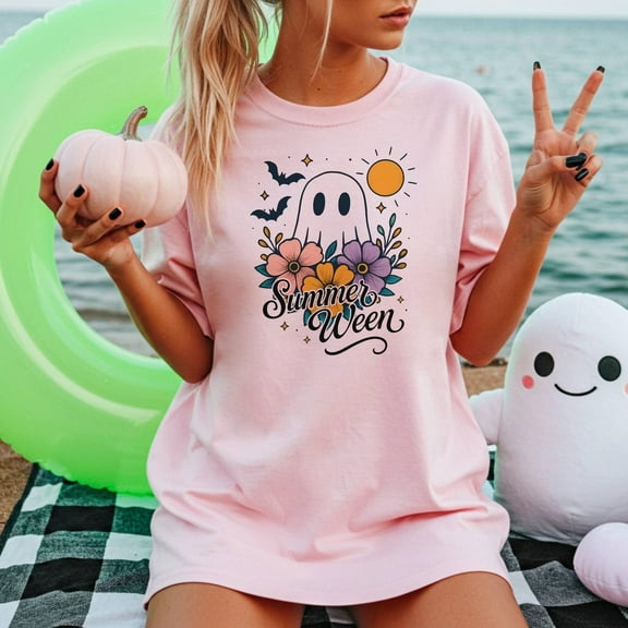 Summerween TShirt, Halloween Summer Shirt, Floral Ghost Shirt, Halloween Tshirts, Spooky Season, Halloween Outfits Women, Flower Tee