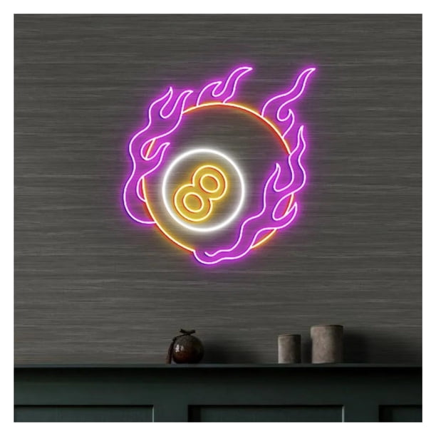 Letrero De Neón Bola Billar, Decoración Montada En La Pared Alimentada Por USB Para Sala Y Bar Deportivo, 40cmx40cm