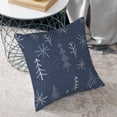 thumbnail image 6 of ZNDUO Square Home Decorative Throw Pillows, Corduroy Blue Cartoon Christmas Tree Doodle Pattern Couch Pillows, Throw Pillows for Bed, 18"x18", 6 of 8
