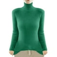 thumbnail image 2 of Olyvenn Womens Ribbed Turtleneck Long Sleeve Pullover Sweaters, Soft Stretch Thermal Lightweight Blouse, Basic Ribbed Tees Green 16-180, 2 of 4