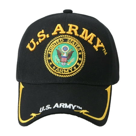 Veteran Military Ball Caps US ARMY Military Hat Veteran Baseball cap Adjustable Officially License (7mc004_US Army Gold Line) ()