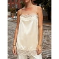 thumbnail image 4 of Women Silk Lace Trim Cami Tops Y2k Spaghetti Strap Lace Tank Tops Stain Slip Long Top Silky Slip Dress Side Lace Undershirt Going Out Camisole, 4 of 6